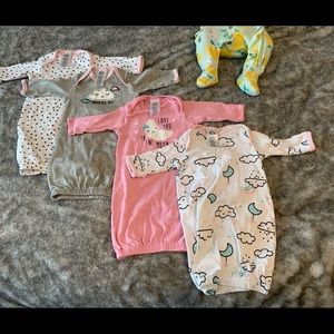 4 Gerber Preemie Sleep Gowns